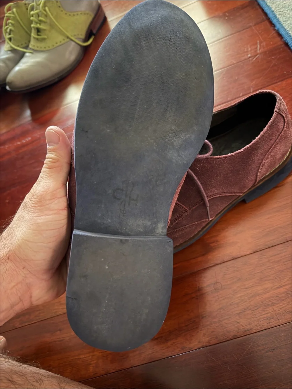 Cole Haan Men's Suede Wingtip Derby Shoes — Burgundy